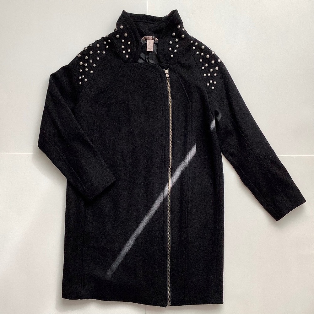 Studded Black Wool Coat